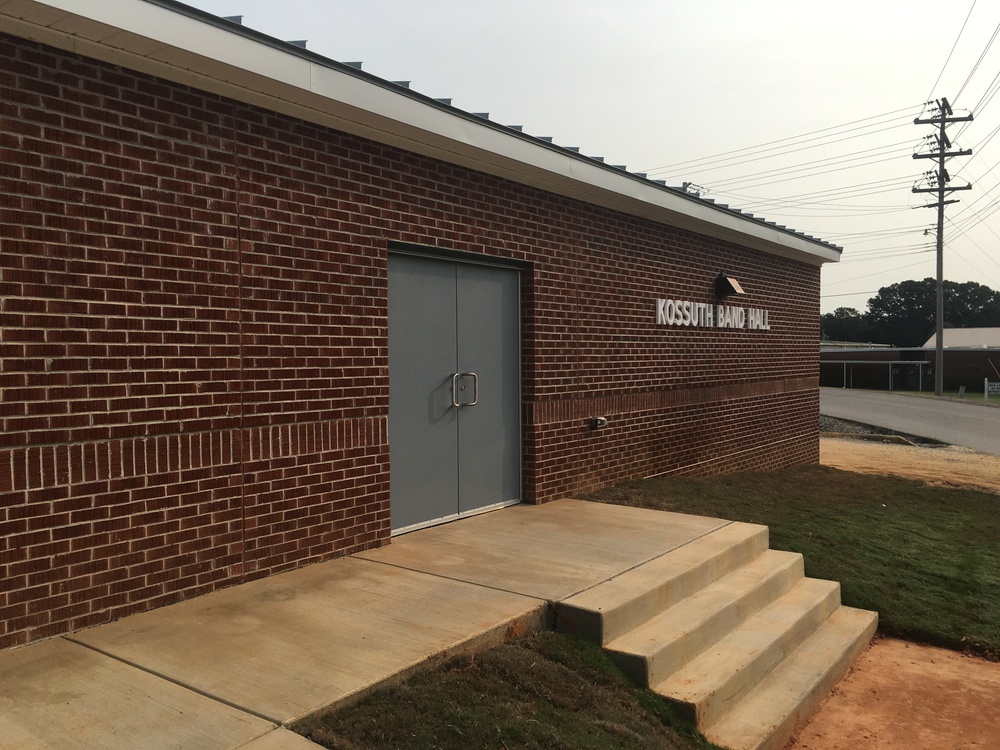 New doorway and sign for the Kossuth Band Hall