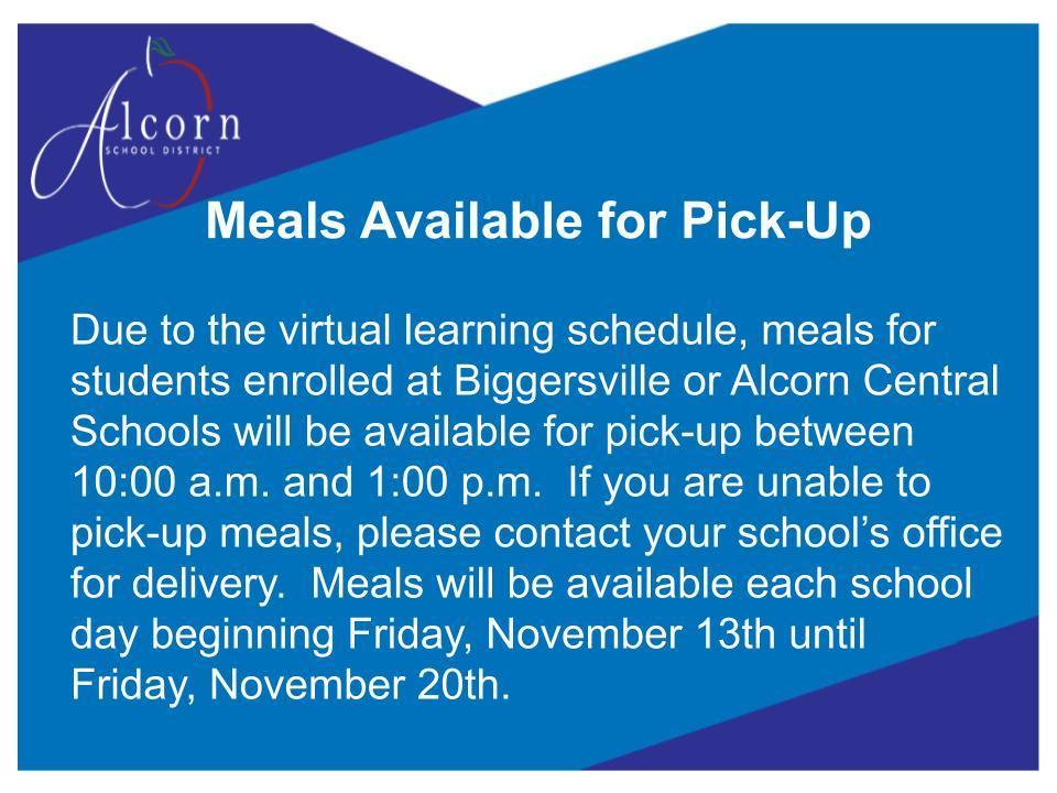 Meals Available for Pick-Up