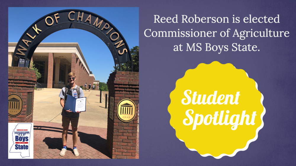 Reed Roberson MS Boys State Commissioner of Ag