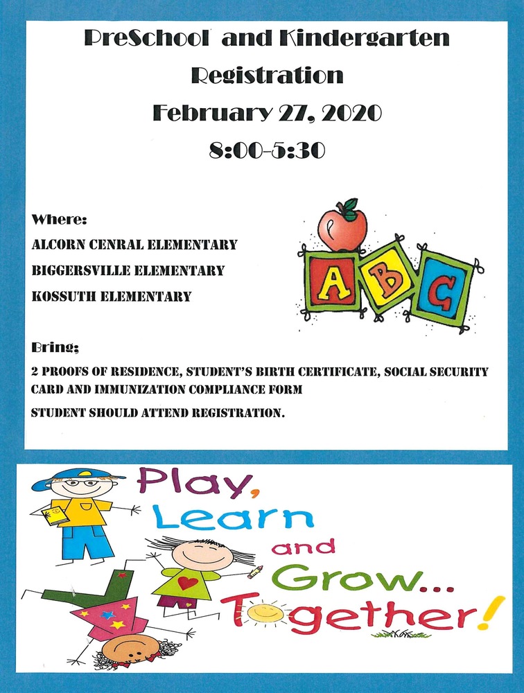 PreK and Kindergarten Registration | Kossuth Elementary