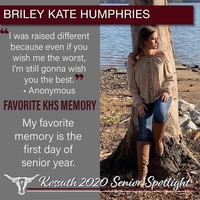 KHS CLASS OF 2020 SENIOR SPOTLIGHT - BRILEY KATE HUMPHRIES