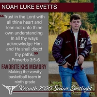 KHS CLASS OF 2020 SENIOR SPOTLIGHT - NOAH LUKE EVETTS