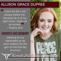 KHS CLASS OF 2020 SENIOR SPOTLIGHT - ALLISON GRACE DUPREE