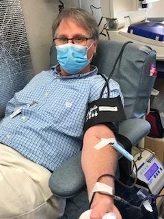 Director Russ Elam Giving Blood!  Type O?? Type A?? Type B??