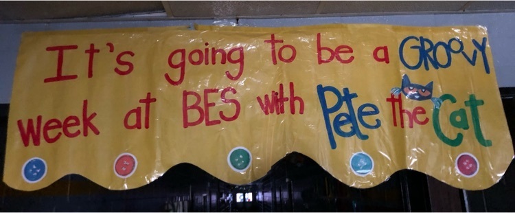 Pete the Cat hallway sign at BES